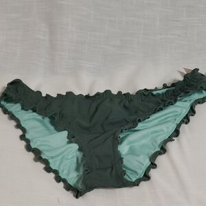 Victoria's Secret Dark Green Ruffled Bikini Bottom NWT Size M
